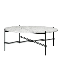 GUBI Coffee Tables*TS Round coffee table, carrara marble, ø105, black stand White