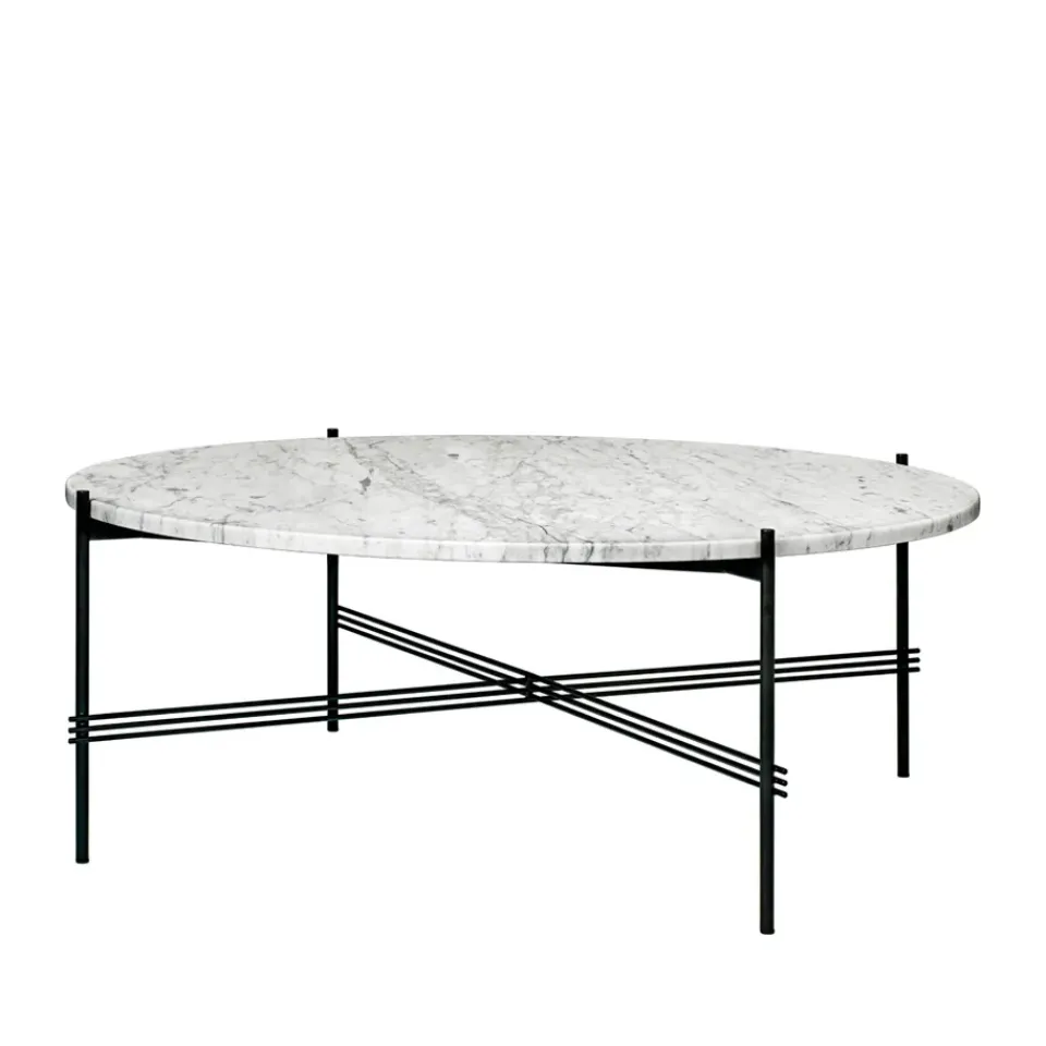 GUBI Coffee Tables*TS Round coffee table, carrara marble, ø105, black stand White