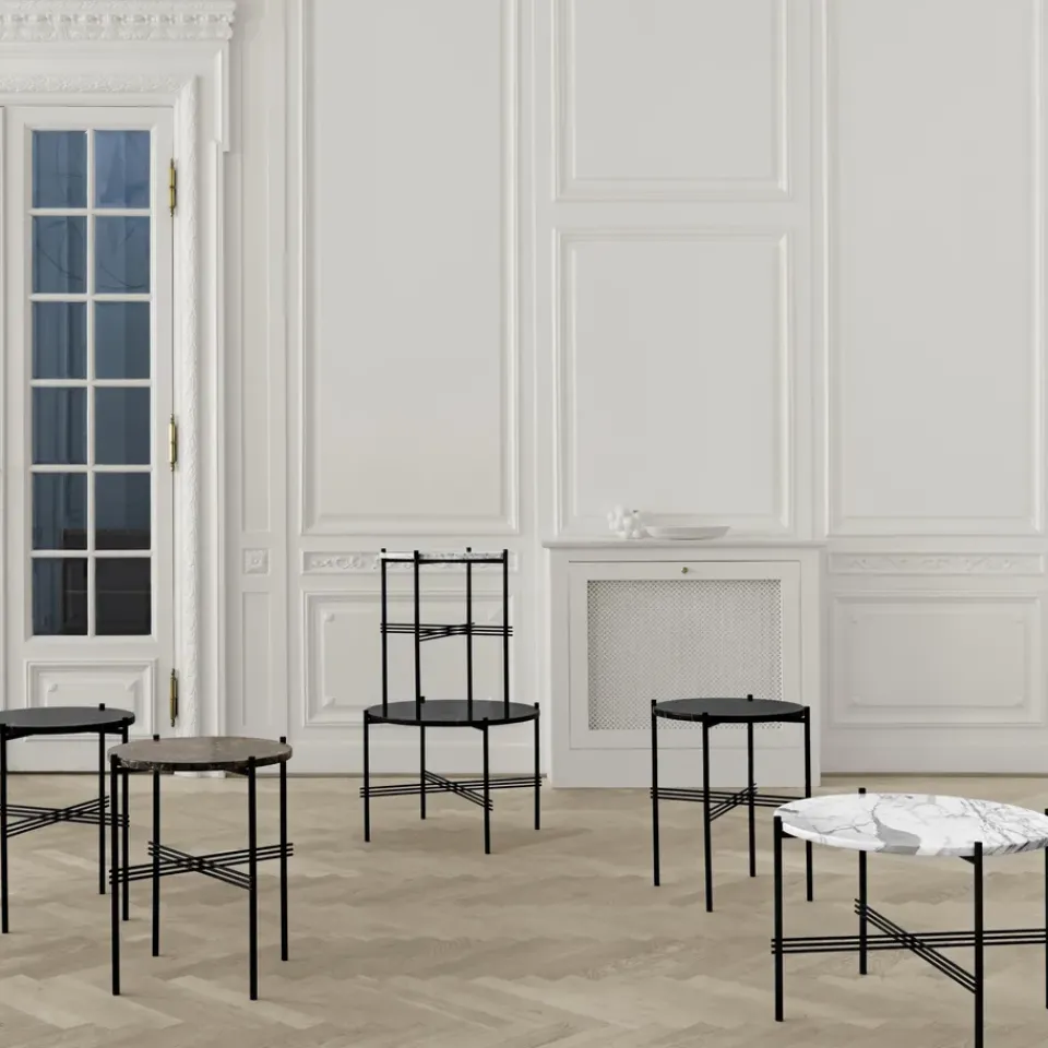 GUBI Coffee Tables*Ts sofa table legs O 55 Cm, marble Black