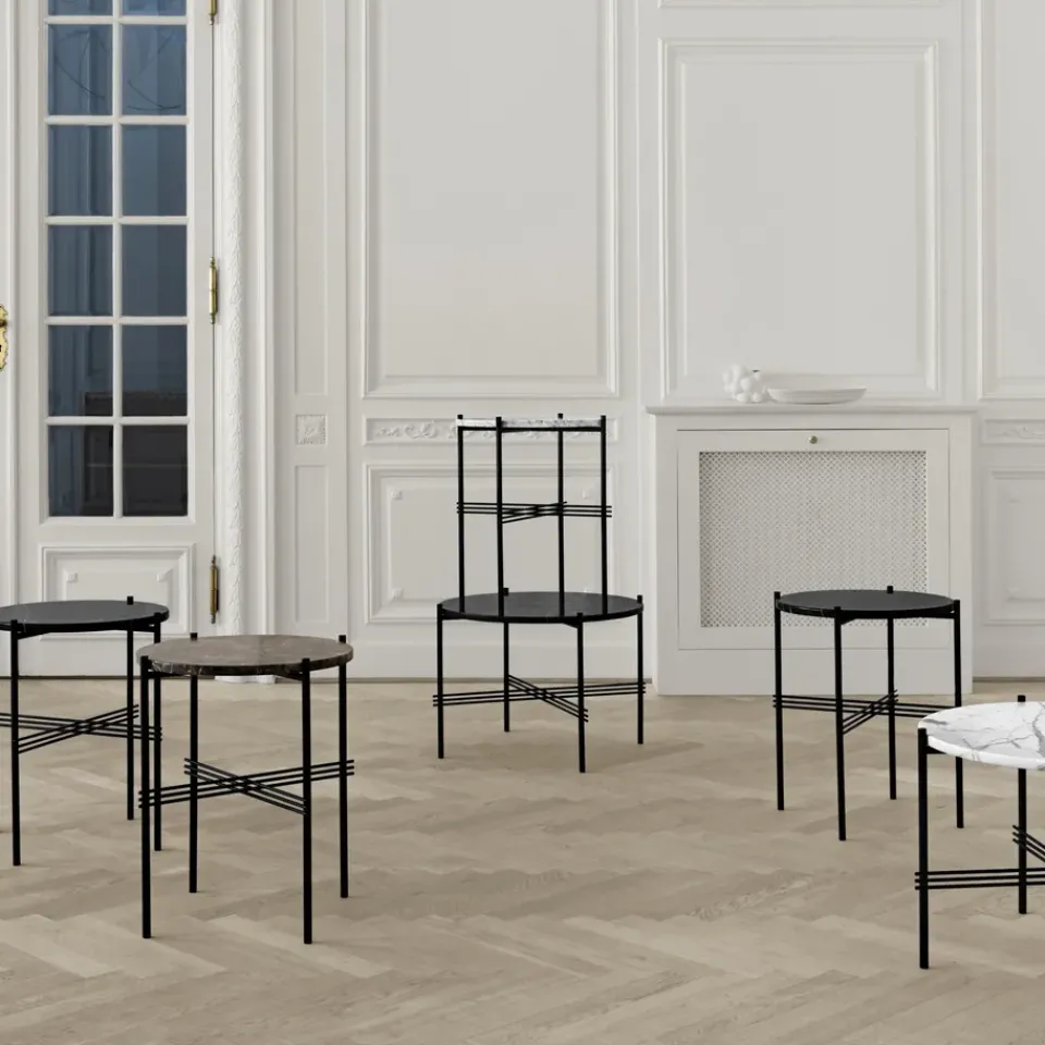 GUBI Side Tables*Ts table legs O 40 Cm, marble Black