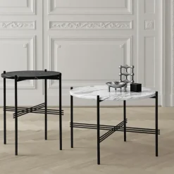 GUBI Side Tables*Ts table legs O 40 Cm, marble Black