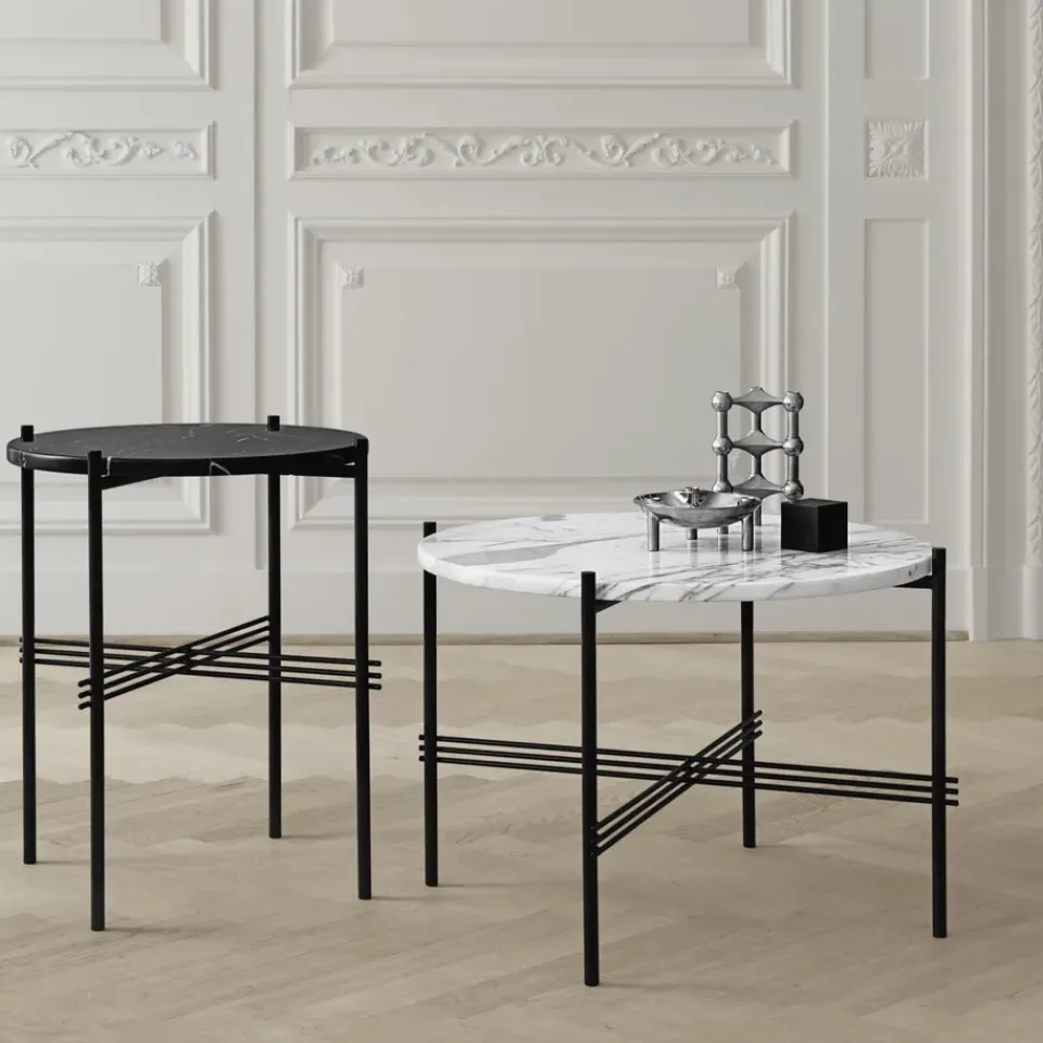 GUBI Side Tables*Ts table legs O 40 Cm, marble Black