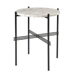 GUBI Side Tables*Ts table black legs O 40 Cm, marble White