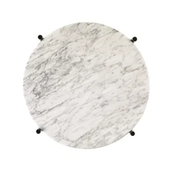 GUBI Side Tables*Ts table black legs O 40 Cm, marble White