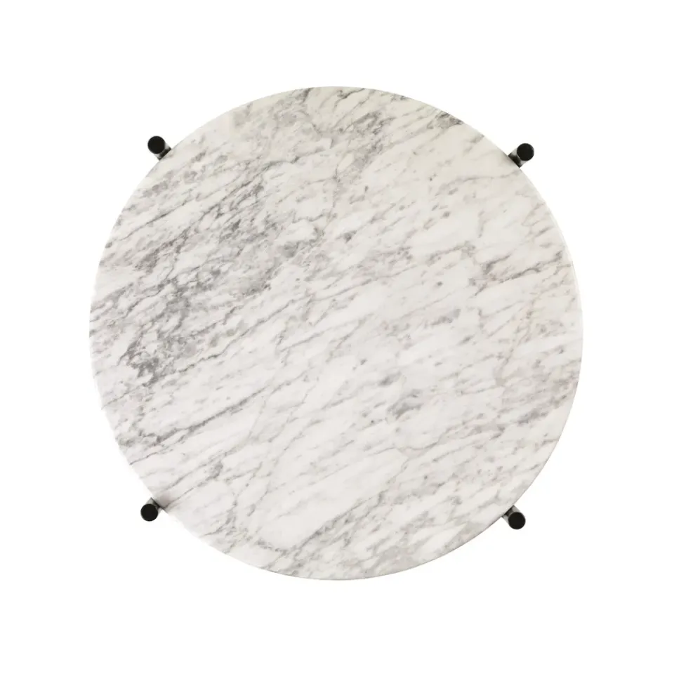 GUBI Side Tables*Ts table black legs O 40 Cm, marble White