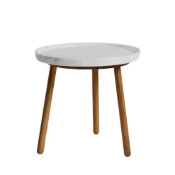 Stolab Side Tables*Tureen nesting table, Marble . ø52cm. natural oiled oak legs White