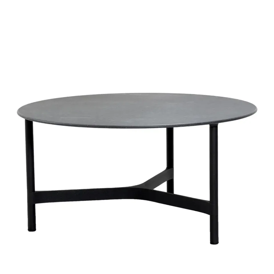 Cane-line Table For Outdoor Use|Outdoor Lounge Furniture*Twist coffee table large Ø90 cm, Fossil -lava grey Black