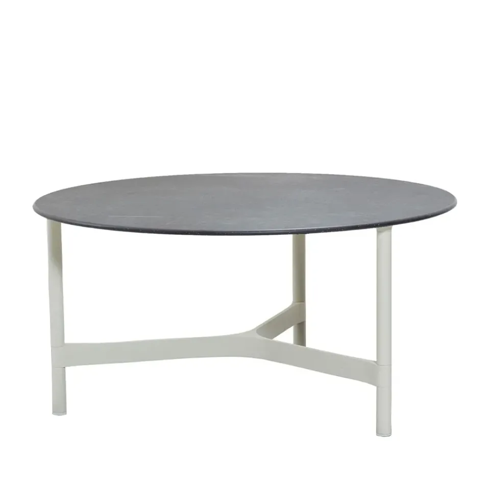 Cane-line Table For Outdoor Use|Outdoor Lounge Furniture*Twist coffee table large Ø90 cm, Fossil -white Black