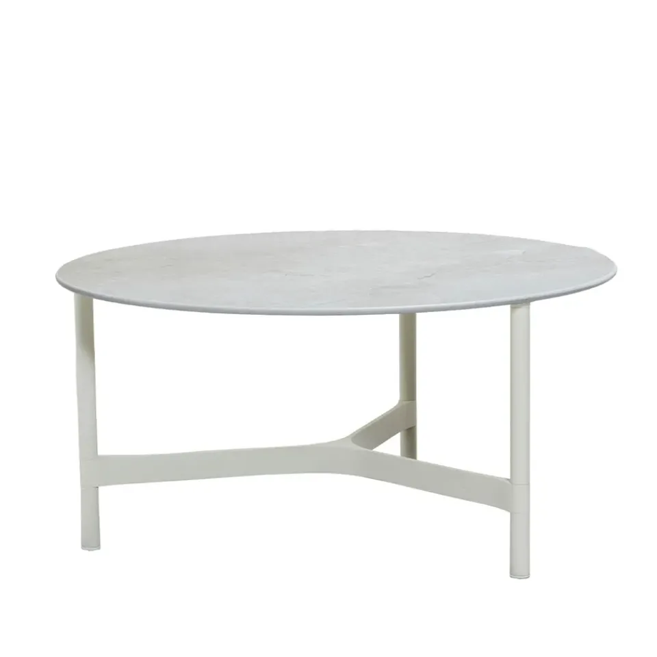 Cane-line Table For Outdoor Use|Outdoor Lounge Furniture*Twist coffee table large Ø90 cm, Fossil -white Grey