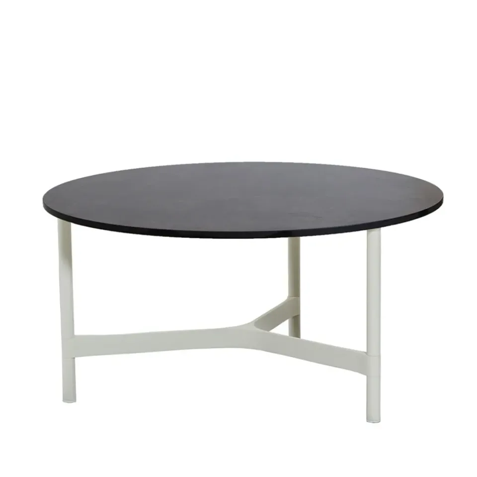 Cane-line Table For Outdoor Use|Outdoor Lounge Furniture*Twist coffee table large Ø90 cm, Dark -white Grey