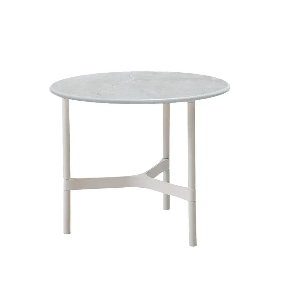 Cane-line Table For Outdoor Use|Outdoor Lounge Furniture*Twist coffee table small Ø45 cm, Fossil -white Grey