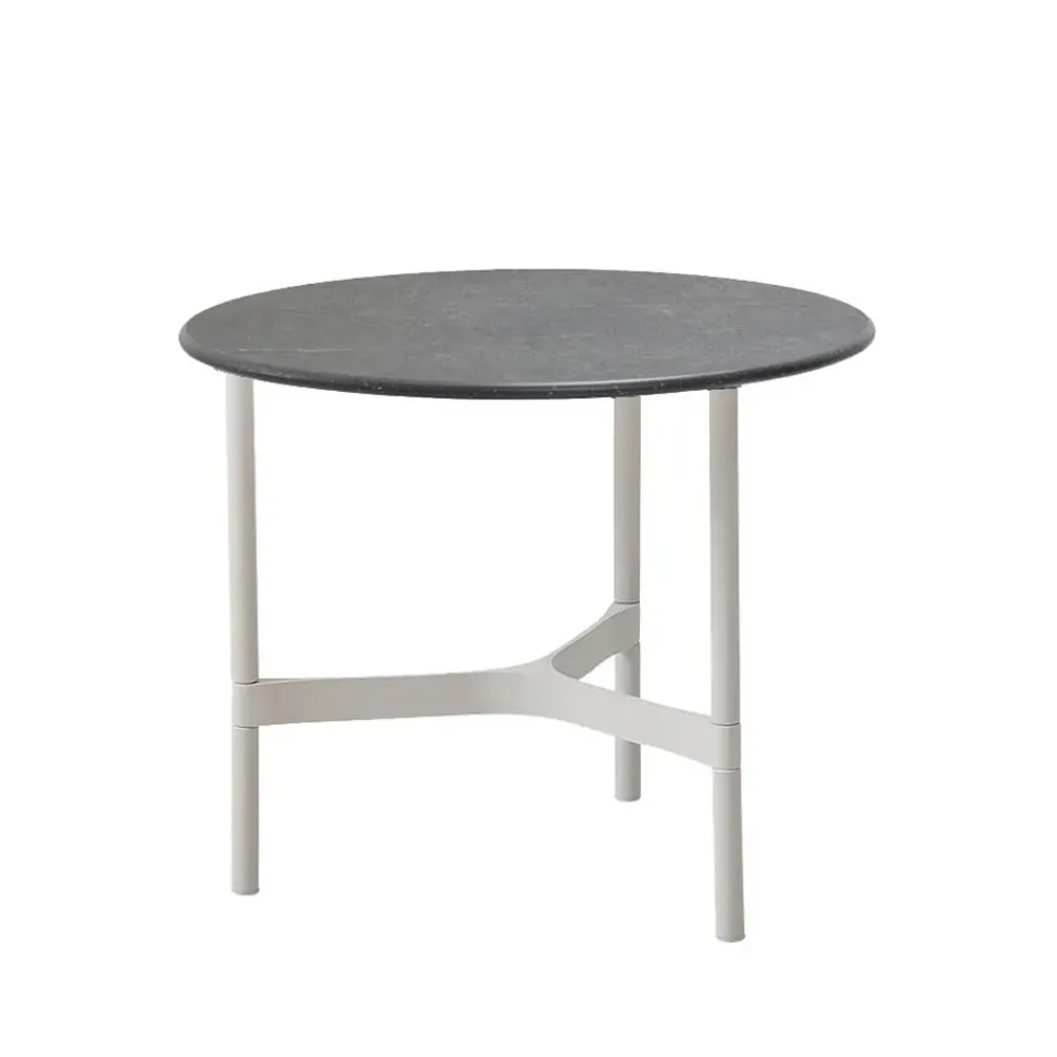 Cane-line Table For Outdoor Use|Outdoor Lounge Furniture*Twist coffee table small Ø45 cm, Fossil grey-white Black