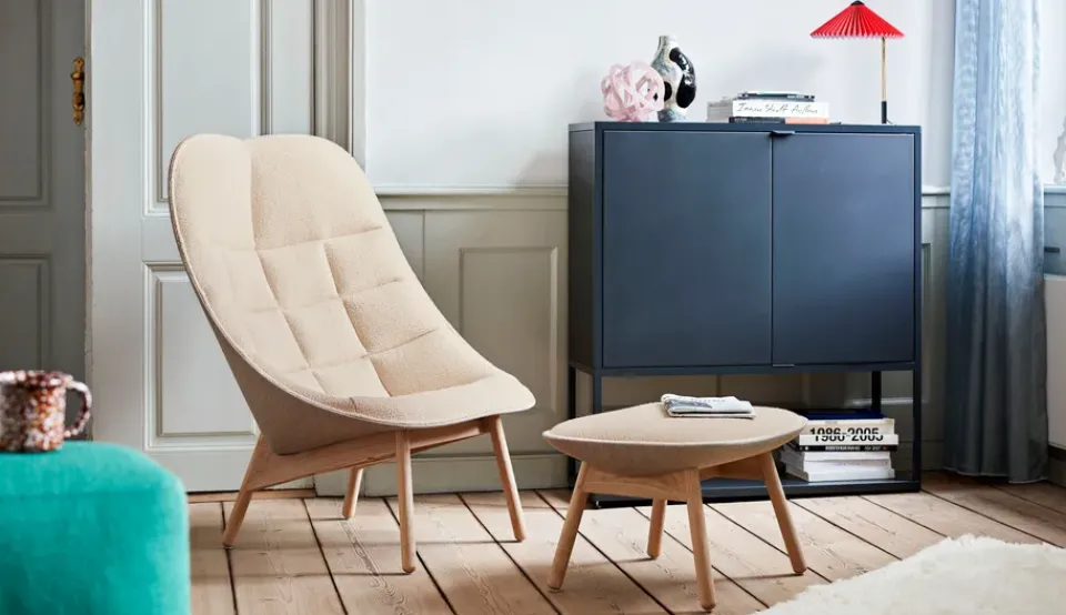 HAY Armchairs & Footstools*Uchiwa ottoman, Cream A5-oak-Canvas 244 Beige
