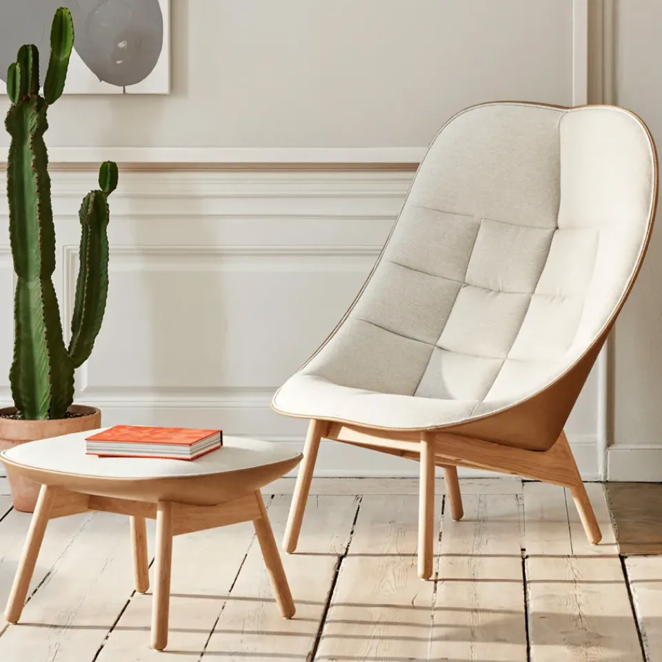 HAY Armchairs & Footstools*Uchiwa Quilt lounge chair, Bolgheri lgg60 melange-oak-Sense nougat Beige