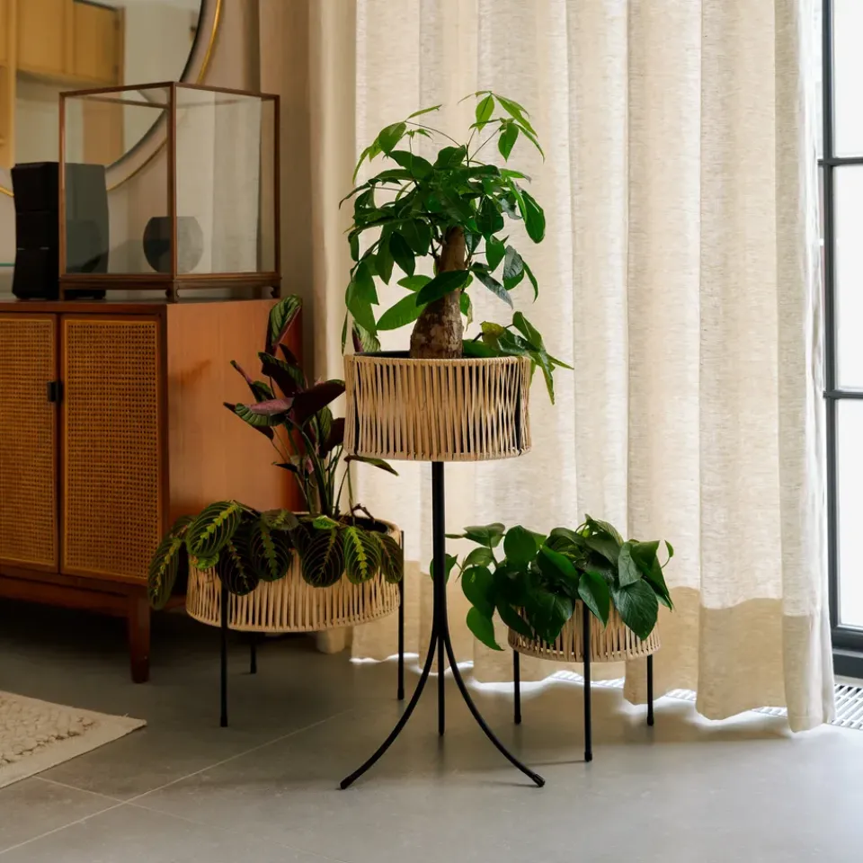 Audo Copenhagen Garden Details & Accessories*Umanoff planter flower box rattan-steel, h32,5 cm Ø41 cm Beige