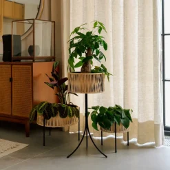 Audo Copenhagen Garden Details & Accessories*Umanoff planter flower box rattan-steel, h27 cm Ø27 cm Beige
