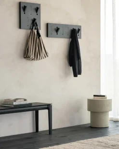 Ethnicraft Clothes Racks, Coat Stands & Hangers*Utilitile wall hanger clothes hanger, Lacquered oak--large Black