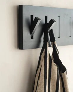 Ethnicraft Clothes Racks, Coat Stands & Hangers*Utilitile wall hanger clothes hanger, Lacquered oak--large Black