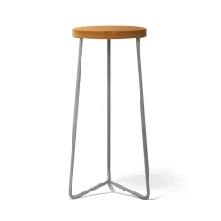 Grythyttan Stålmöbler Seating*V-1 stool, Teak-hot-dip galvanized steel stand, 63 cm Brown