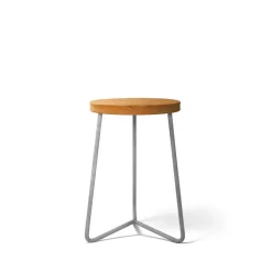 Grythyttan Stålmöbler Seating*V-1 stool, Teak-hot-dip galvanized steel stand, 45 cm Brown