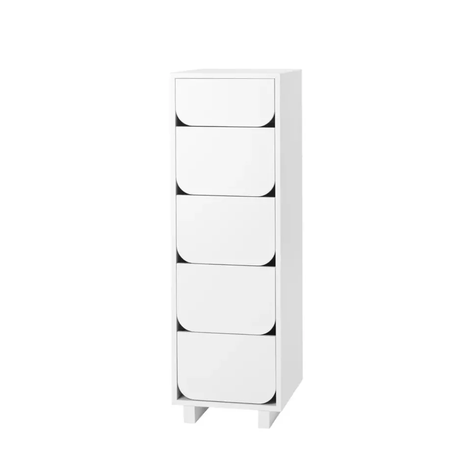 1898 Dressers & Drawer Units*Vidja narrow chest of draws 5 box, lacquered White