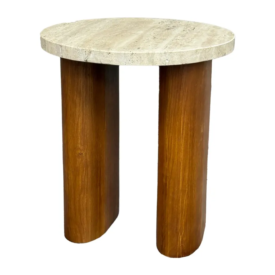 Tinted Side Tables*Vikman side table, Oak-beige travertine Brown