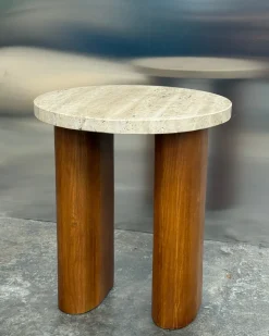 Tinted Side Tables*Vikman side table, Oak-beige travertine Brown