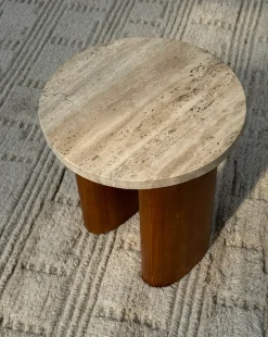 Tinted Side Tables*Vikman side table, Oak-beige travertine Brown