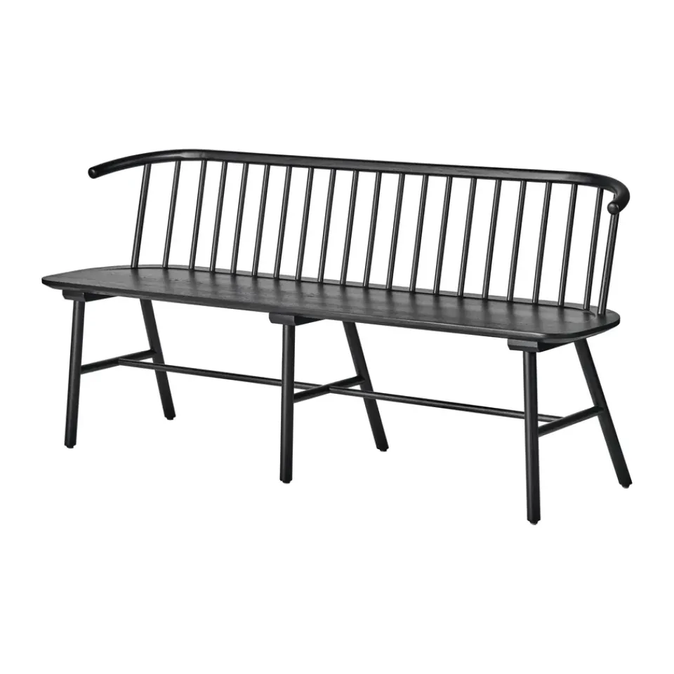 NJRD Sofas*VIOR bench with backrest, Black lacquered oak Beige