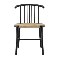 NJRD Chairs*VIOR dining chair wicker seat, Black lacquered oak-nature Beige