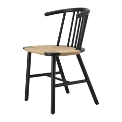 NJRD Chairs*VIOR dining chair wicker seat, Black lacquered oak-nature Beige