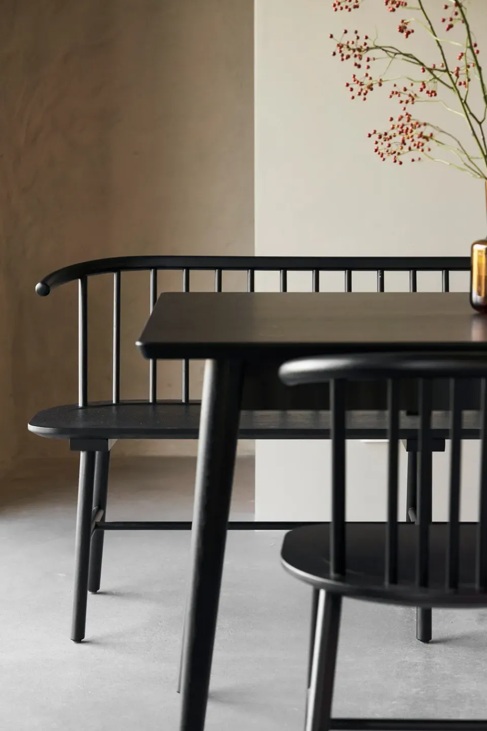 NJRD Dining Tables*VIOR dining table 90x120 cm, Black lacquered oak Beige