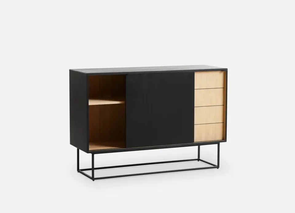 Woud Dressers & Sideboards*Virka side table, high 120 cm, Black oak BlackBeige