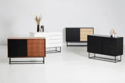 Woud Dressers & Sideboards*Virka side table, high 120 cm, Black oak BlackBeige