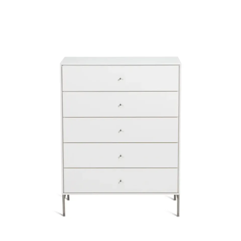 Mavis Dressers & Drawer Units*Volt chest of 5 drawers , Details in stainless steel White