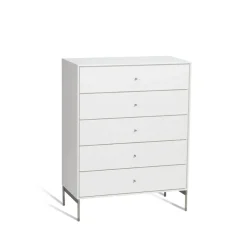 Mavis Dressers & Drawer Units*Volt chest of 5 drawers , Details in stainless steel White