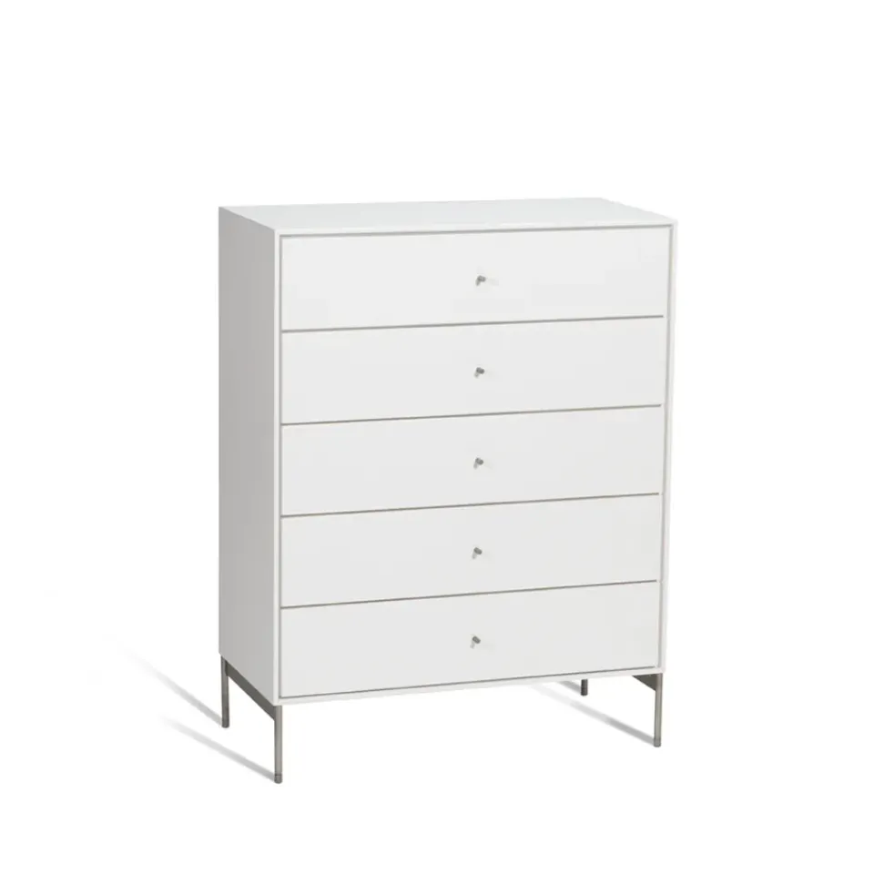 Mavis Dressers & Drawer Units*Volt chest of 5 drawers , Details in stainless steel White