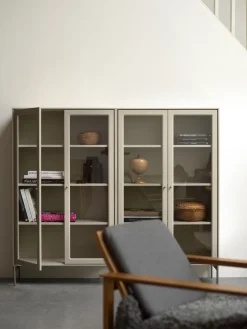 Mavis Display & Glass Cabinets*Volt display cabinet 130 cm , Details in stainless steel Beige