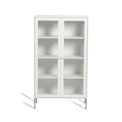 Mavis Display & Glass Cabinets*Volt display cabinet 130 cm lacquer, Details in stainless steel White