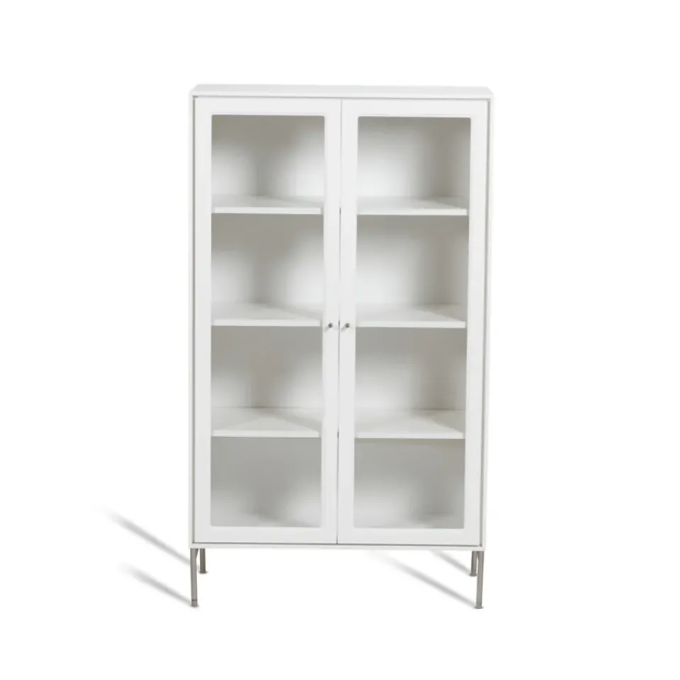 Mavis Display & Glass Cabinets*Volt display cabinet 130 cm lacquer, Details in stainless steel White