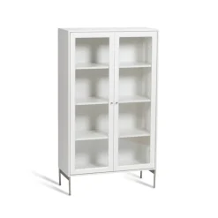 Mavis Display & Glass Cabinets*Volt display cabinet 130 cm lacquer, Details in stainless steel White