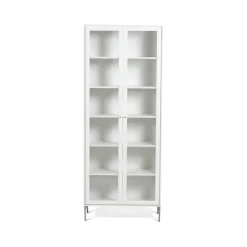 Mavis Display & Glass Cabinets*Volt display cabinet 190 cm lacquer, Details in stainless steel White