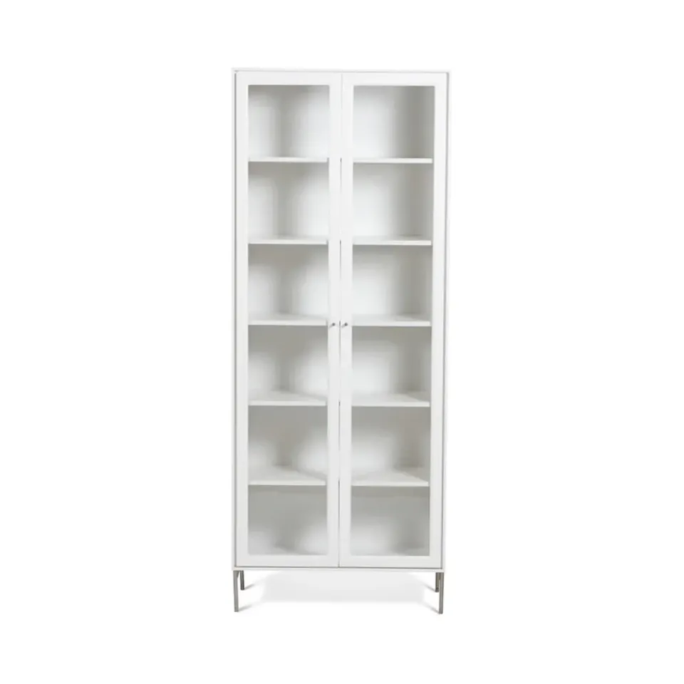 Mavis Display & Glass Cabinets*Volt display cabinet 190 cm lacquer, Details in stainless steel White