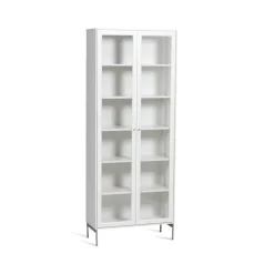 Mavis Display & Glass Cabinets*Volt display cabinet 190 cm lacquer, Details in stainless steel White