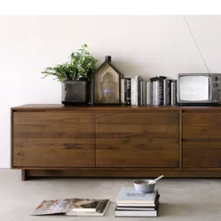 Ethnicraft T.V & Media Units|Dressers & Sideboards*Wave media unit 60x210 cm, Hardwax oiled oak Beige