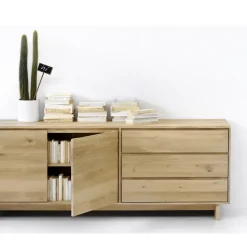 Ethnicraft Dressers & Sideboards*Wave sideboard, Oiled oak 2 doors 3 drawers Beige