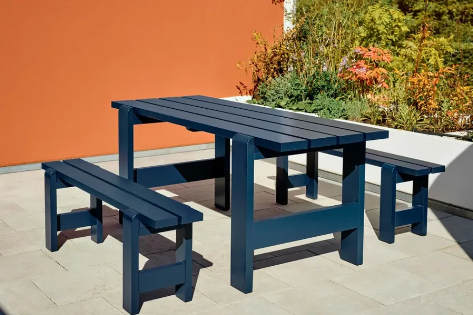 HAY Table For Outdoor Use*Weekday table 180x66 cm lacquered pine, Steel Blue