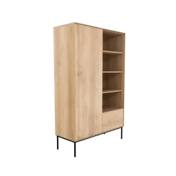 Ethnicraft Display & Glass Cabinets*Whitebird cabinet, Oiled oak-Black metal Beige