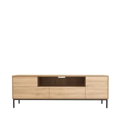 Ethnicraft T.V & Media Units|Dressers & Sideboards*Whitebird media cabinet 180 cm, Oak wax oil-Black metal Beige