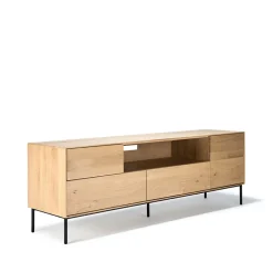 Ethnicraft T.V & Media Units|Dressers & Sideboards*Whitebird media cabinet 180 cm, Oak wax oil-Black metal Beige